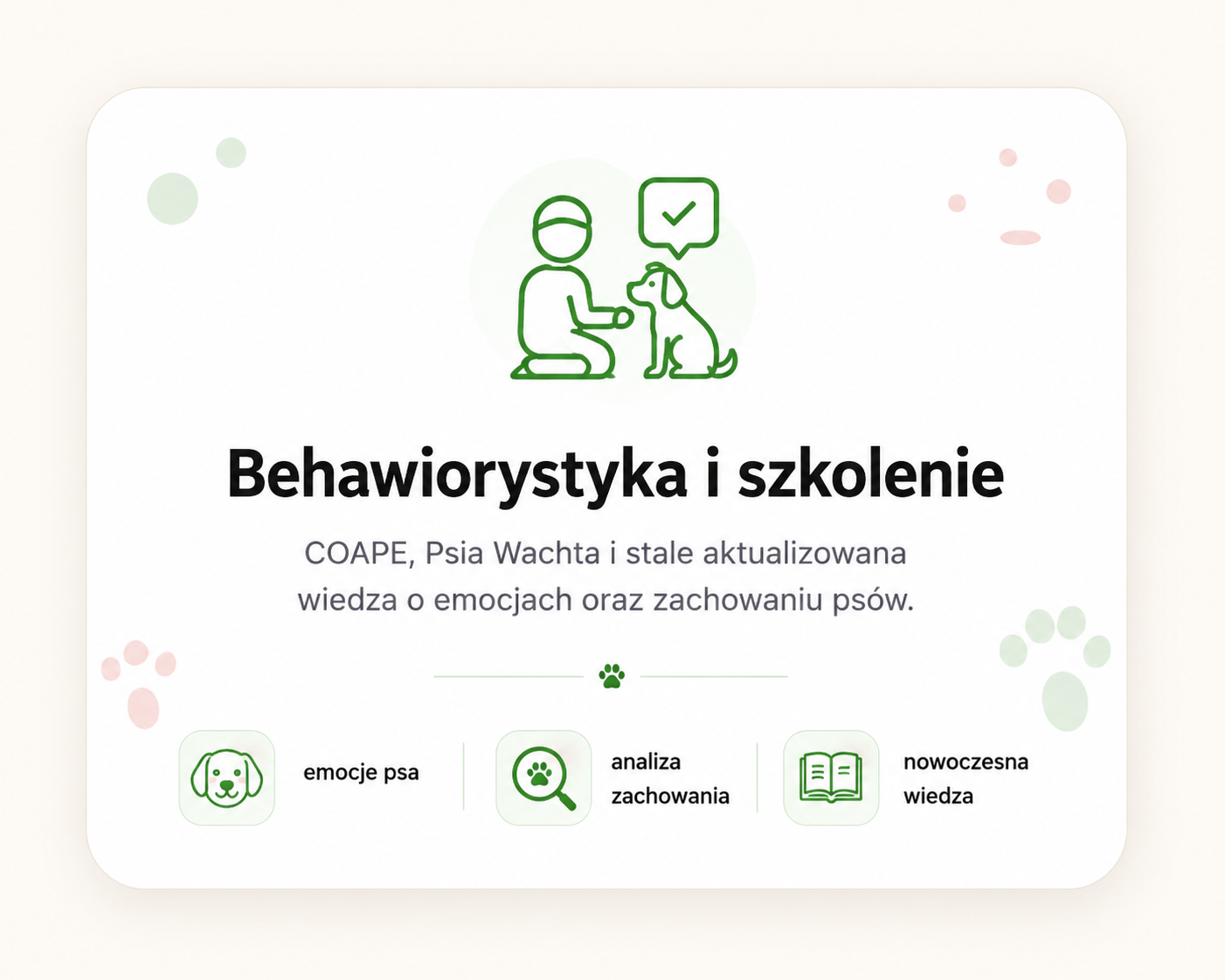 Behawiorystyka i szkolenie: COAPE, Psia Wachta i wiedza o emocjach oraz zachowaniu psów